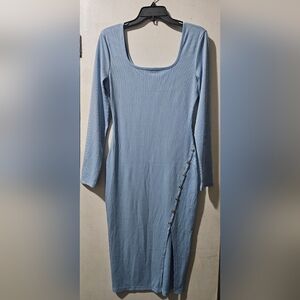 Chic Long Sleeve Dress with Side Button Detail